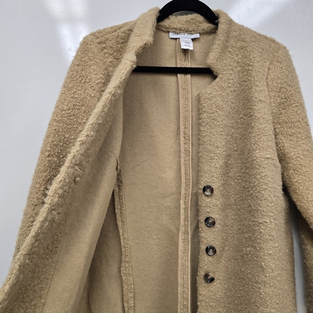 Carol Wren Cozy Women's Button down Sweater Jacket‎ Large Khaki Beige - Picture 8 of 9